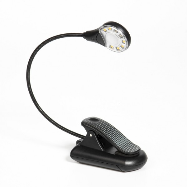 Sureflex80 Black Dots - warmweisse 8-LED Leselampe mit Klammer