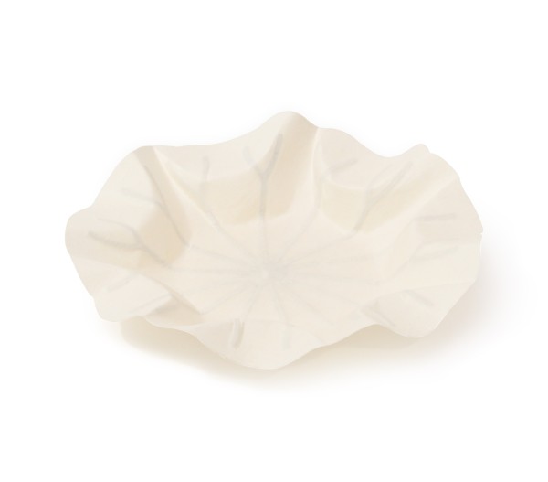 Flexible Hanji-Papierschale Lotusblatt (S) Weiß 20x20cm
